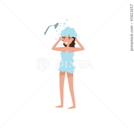 Girl washing her hair with shampoo in shower, beauty treatment, young woman taking care of herself Girl washing her hair with shampoo in shower, beauty treatment, young woman taking care of herself 43821657