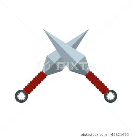 Ninja weapon kunai throwing knifes flat icon  43821663