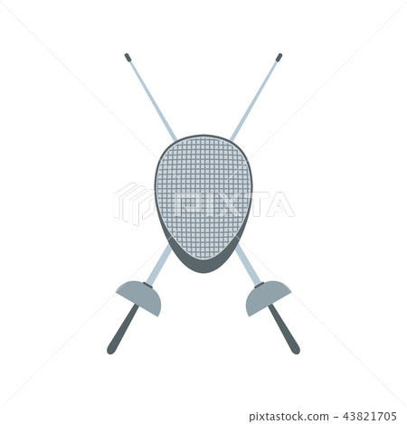 Fencing swords and helmet mask flat icon Fencing swords and helmet mask flat icon 43821705