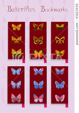 Set of bookmarks colorful butterfly decor Set of bookmarks colorful butterfly decor 43823439
