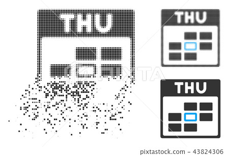 Disintegrating Pixel Halftone Thursday Calendar Grid Icon Disintegrating Pixel Halftone Thursday Calendar Grid Icon 43824306