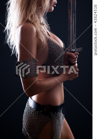 sexy warrior viking girl with a sword 43824516