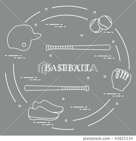 Baseball bats, glove, balls, helmet, shoes Baseball bats, glove, balls, helmet, shoes 43825134