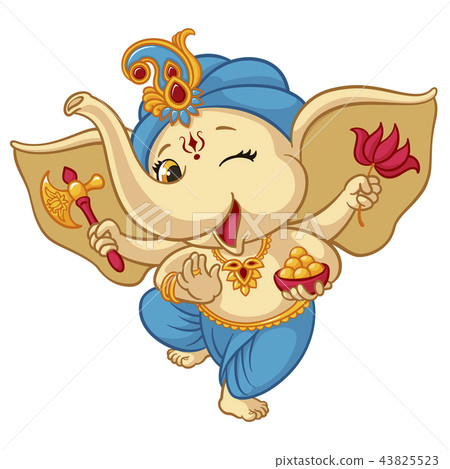 Ganesha elephant cartoon baby illustration for traditional Ganesha Chaturthi Indian Hindu holiday Ganesha elephant cartoon baby illustration for traditional Ganesha Chaturthi Indian Hindu holiday 43825523