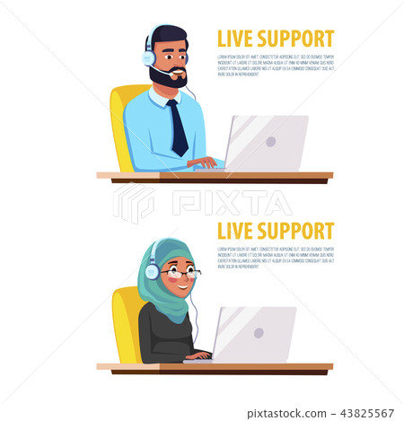 cartoon muslim call center customer service - Stock Illustration [43825567]  - PIXTA