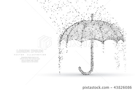 Vector umbrella rain protection. Abstract low poy umbrella cover in rain 43826086