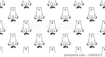 bear seamless pattern vector polar bear fish  43826177