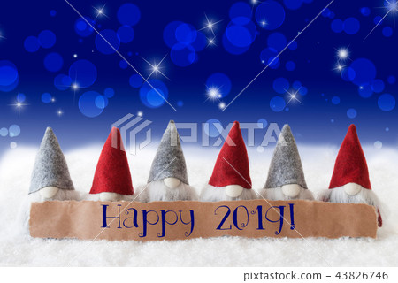 Gnomes, Blue Background, Bokeh, Stars, Happy 2019 Gnomes, Blue Background, Bokeh, Stars, Happy 2019 43826746