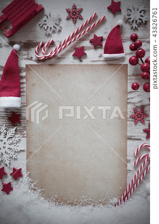 Christmas Flat Lay, Vertical Paper, Copy Space 43826761