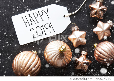 Bronze Christmas Balls, Snowflakes, Happy 2019 43826779