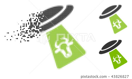 Dissolving Dot Halftone Cattle UFO Abduction Icon Dissolving Dot Halftone Cattle UFO Abduction Icon 43826827