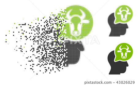Dissolved Pixelated Halftone Cattle Thinking Person Icon Dissolved Pixelated Halftone Cattle Thinking Person Icon 43826829