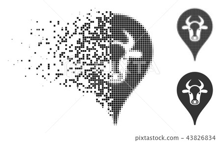 Decomposed Pixelated Halftone Cattle Marker Icon Decomposed Pixelated Halftone Cattle Marker Icon 43826834