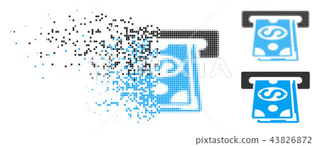 Shredded Pixelated Halftone Cash Machine Icon 43826872