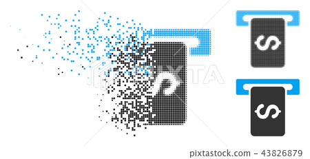 Shredded Dot Halftone Cash Machine Icon Shredded Dot Halftone Cash Machine Icon 43826879