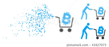 Disintegrating Pixel Halftone Bitcoin Shopping Cart Icon Disintegrating Pixel Halftone Bitcoin Shopping Cart Icon 43827073