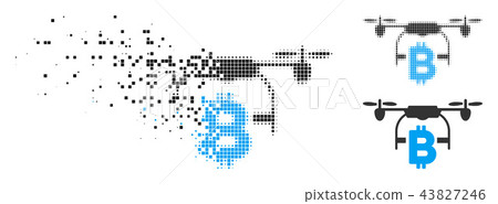 Dispersed Pixel Halftone Bitcoin Drone Delivery Icon Dispersed Pixel Halftone Bitcoin Drone Delivery Icon 43827246