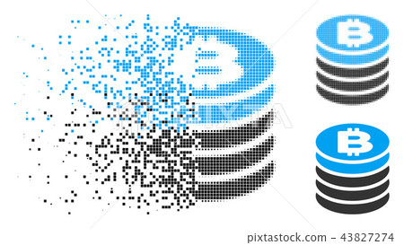 Fractured Pixel Halftone Bitcoin Coin Stack Icon 43827274
