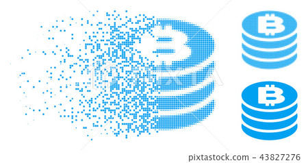 Moving Dotted Halftone Bitcoin Coin Column Icon 43827276