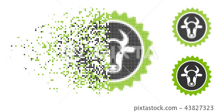 Shredded Dot Halftone Beef Certificate Seal Icon 43827323