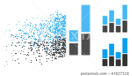 Shredded Pixelated Halftone Bar Chart Icon Shredded Pixelated Halftone Bar Chart Icon 43827328