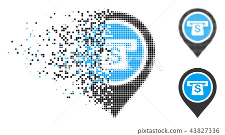 Operator Head Icon With Face In Dissolved, Pixelated Halftone And