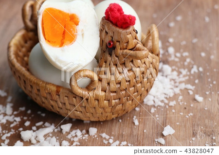salted egg on wood salted egg on wood 43828047