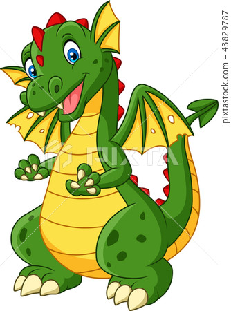 图库插图: cartoon dragon posing isolated on white background