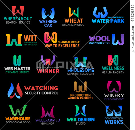 Business identity symbols of letter W 43829812