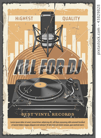 DJ vinyl records and microphone 43829828