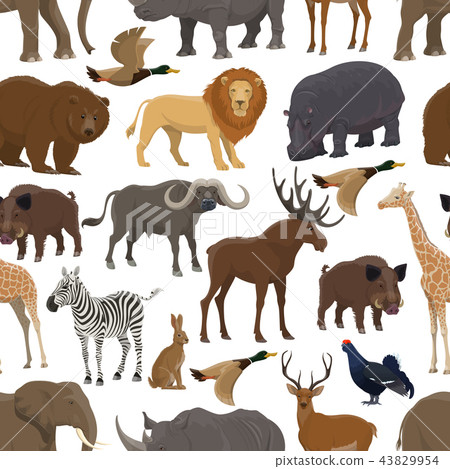 Animal and bird seamless pattern 43829954