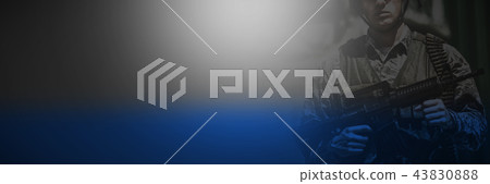 Portrait of military soldier standing with rile 43830888