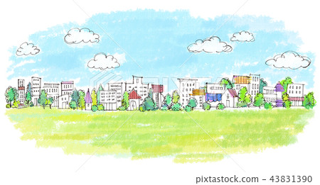 都市風景手拉的例證 都市風景手拉的例證 43831390