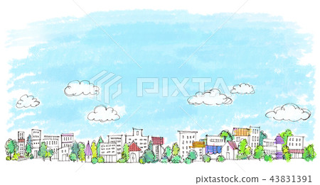 都市風景手拉的例證 都市風景手拉的例證 43831391