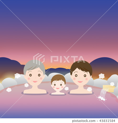 夜間溫泉露天浴池岩浴男士熱水 43831584