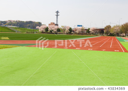 Athletics track track lawn soccer field Athletics track track lawn soccer field 43834369