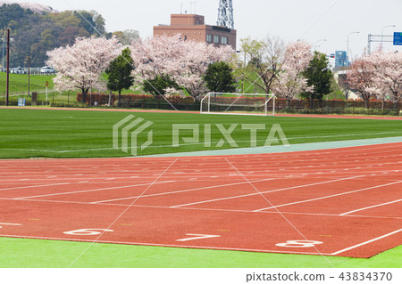 Athletics track track lawn soccer field Athletics track track lawn soccer field 43834370