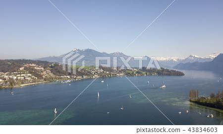 Blue sky and Alps seen from Lake Lucerne in Switzerland 43834603