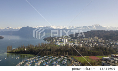 Blue sky and Alps seen from Lake Lucerne in Switzerland 43834605