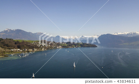Blue sky and Alps seen from Lake Lucerne in Switzerland 43834611