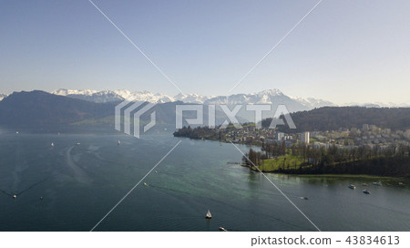 Blue sky and Alps seen from Lake Lucerne in Switzerland 43834613