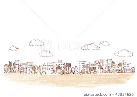 都市風景手拉的例證 都市風景手拉的例證 43834626