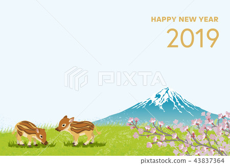 2019 Year of the New Year Greeting Card Uribo Fujisan-English 43837364
