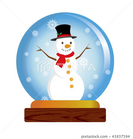 Snow dome illustration | Snowman and snowman with scarf wrapped | snow dome, globe 43837594