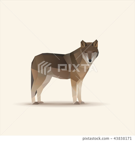 Polygonal vector illustration of watching wolf Polygonal vector illustration of watching wolf 43838171