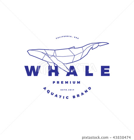 Polygonal Whale Circle Stamb on White Polygonal Whale Circle Stamb on White 43838474