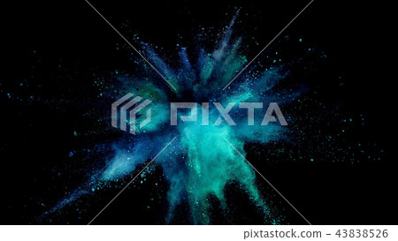 Explosion of coloured powder on black background. Explosion of coloured powder on black background. 43838526