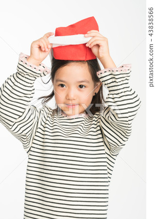 Girl child standing on white background 43838566