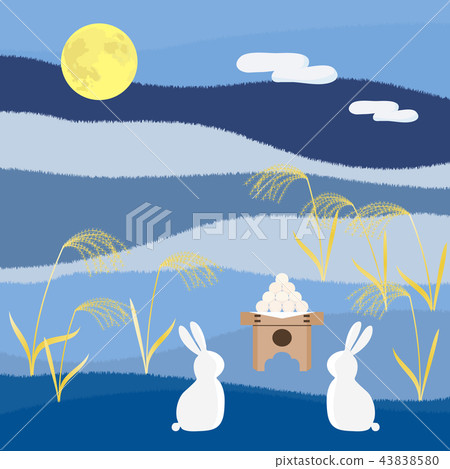 兔子和光和滿月藍色系統 兔子和光和滿月藍色系統 43838580