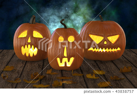 Halloween Pumpkins Jack O Lantern Holiday 3D... - Stock Illustration ...